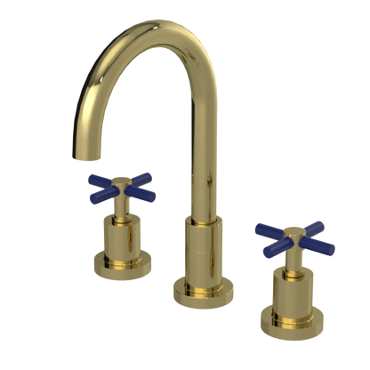 Rubinet Widespread Kitchen Set with LaSalle Spout Natural Brass