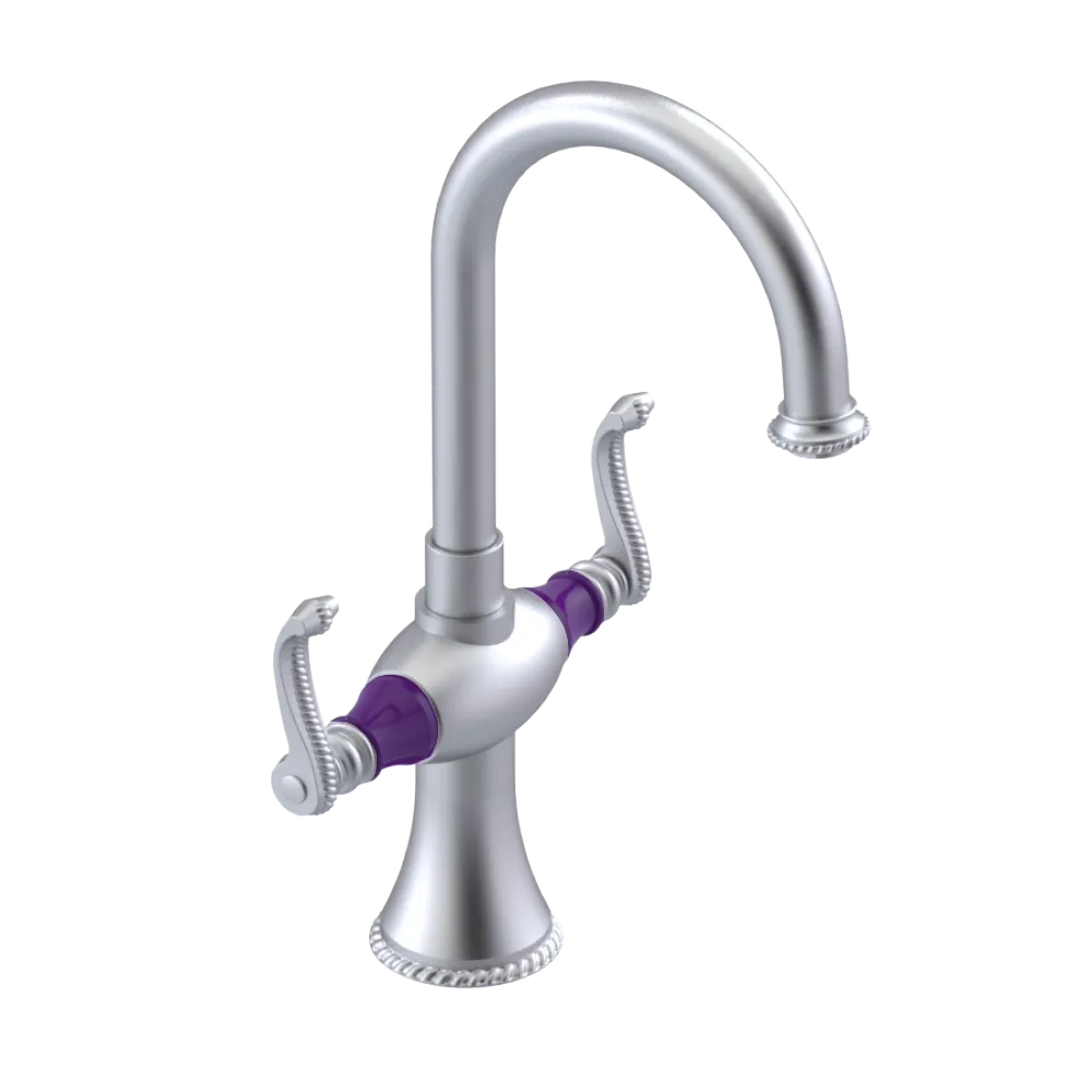 Rubinet Single Hole Dual Handle Lav. Set. (less drain) Satin Chrome