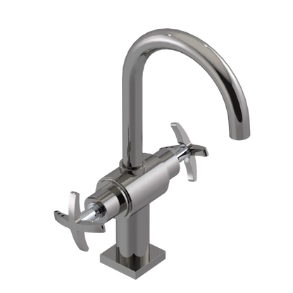 Rubinet Single Hole Dual Handle Lav. Set. (less drain) Polished Nickel