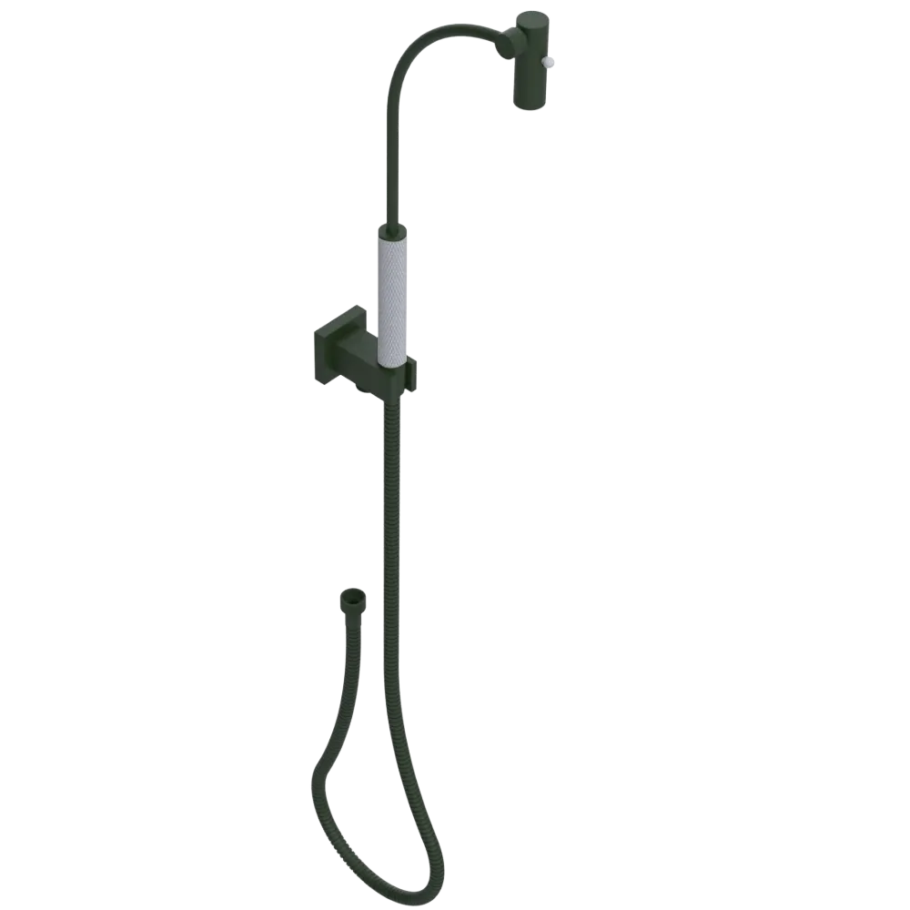 Rubinet Hand Held Shower Bidet with Extended Reach & Dual Function Spray Including Wall Bracket with Supply & Hose (Square) Green Envy
