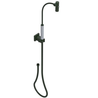 Rubinet Hand Held Shower Bidet with Extended Reach & Dual Function Spray Including Wall Bracket with Supply & Hose (Square) Green Envy