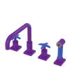 Rubinet Widespread Kitchen Set with Genesis Spout with Hand Spray Purple Haze