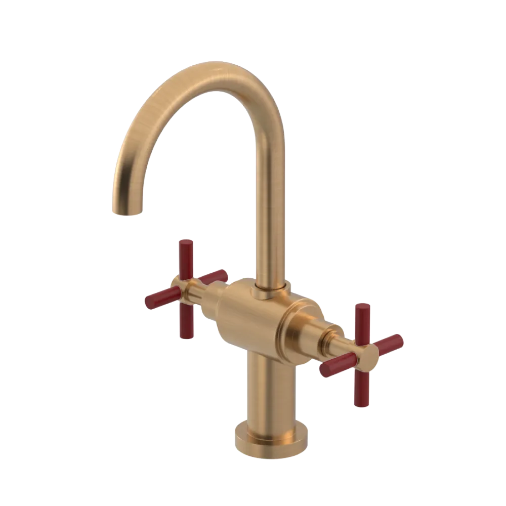 Rubinet Single Hole Dual Handle Lav. Set with LaSalle Spout (less drain) Satin Gold