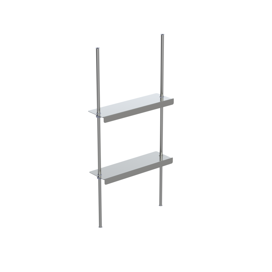 Rubinet Shelf kit consisting of 2 shelves & 2 tension rods Chrome
