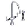 Rubinet Two Handle Single Hole Kitchen Set with Hand Spray Satin Chrome