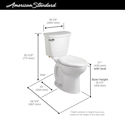 American Standard Cadet® PRO Two-Piece 1.6 gpf/6.0 Lpf Chair Height Round Front 10-Inch Rough Toilet Less Seat