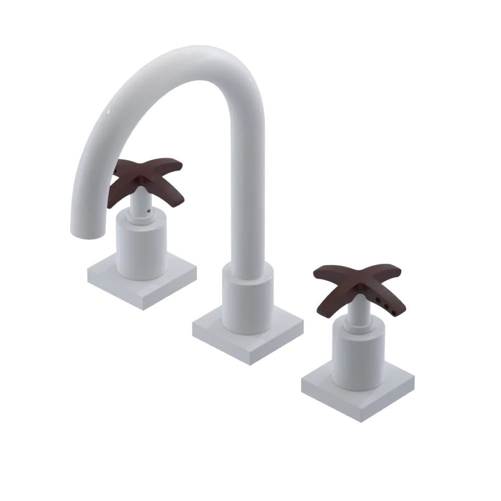 Rubinet Widespread Lav. Set. (less drain) White