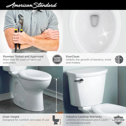 American Standard Cadet® PRO Two-Piece 1.6 gpf/6.0 Lpf Compact Chair Height Elongated 14-Inch Rough Toilet Less Seat