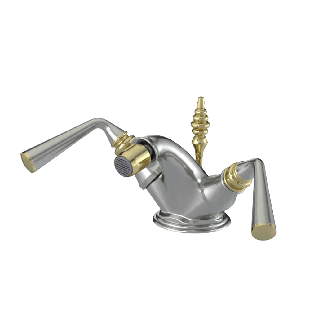 Rubinet Single Hole Dual Handle Bidet Fitting (Less Drain) Satin Nickel