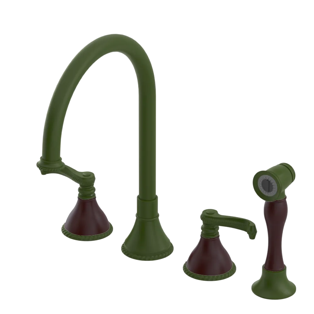 Rubinet Widespread Kitchen Set with Hand Spray Green Envy
