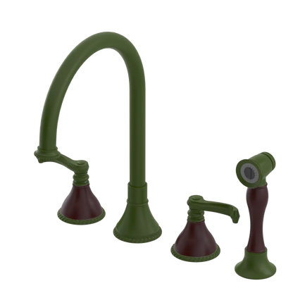 Rubinet Widespread Kitchen Set with Hand Spray Green Envy