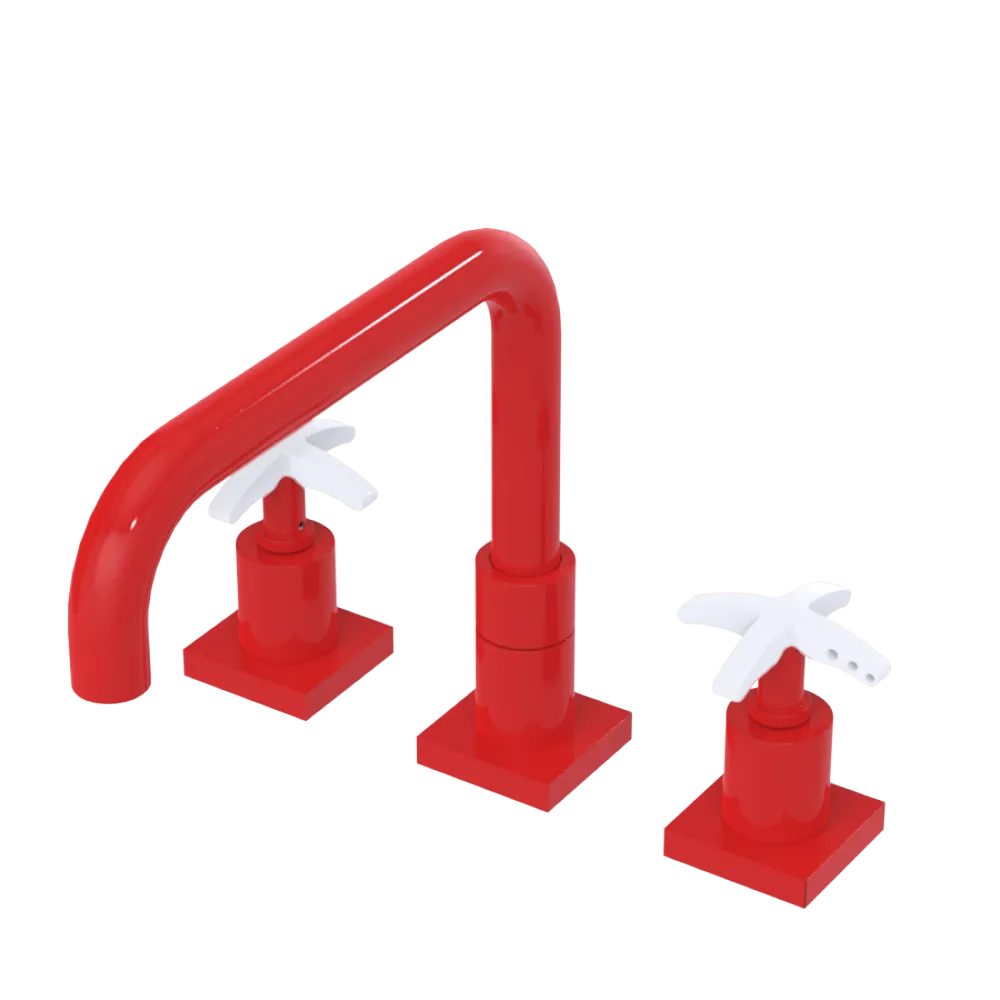 Rubinet Widespread Kitchen Set with Genesis Spout Red