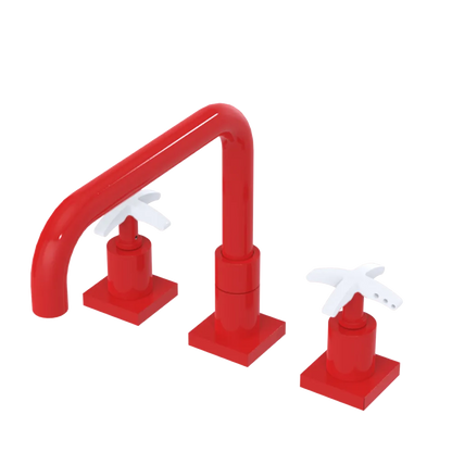 Rubinet Widespread Kitchen Set with Genesis Spout Red