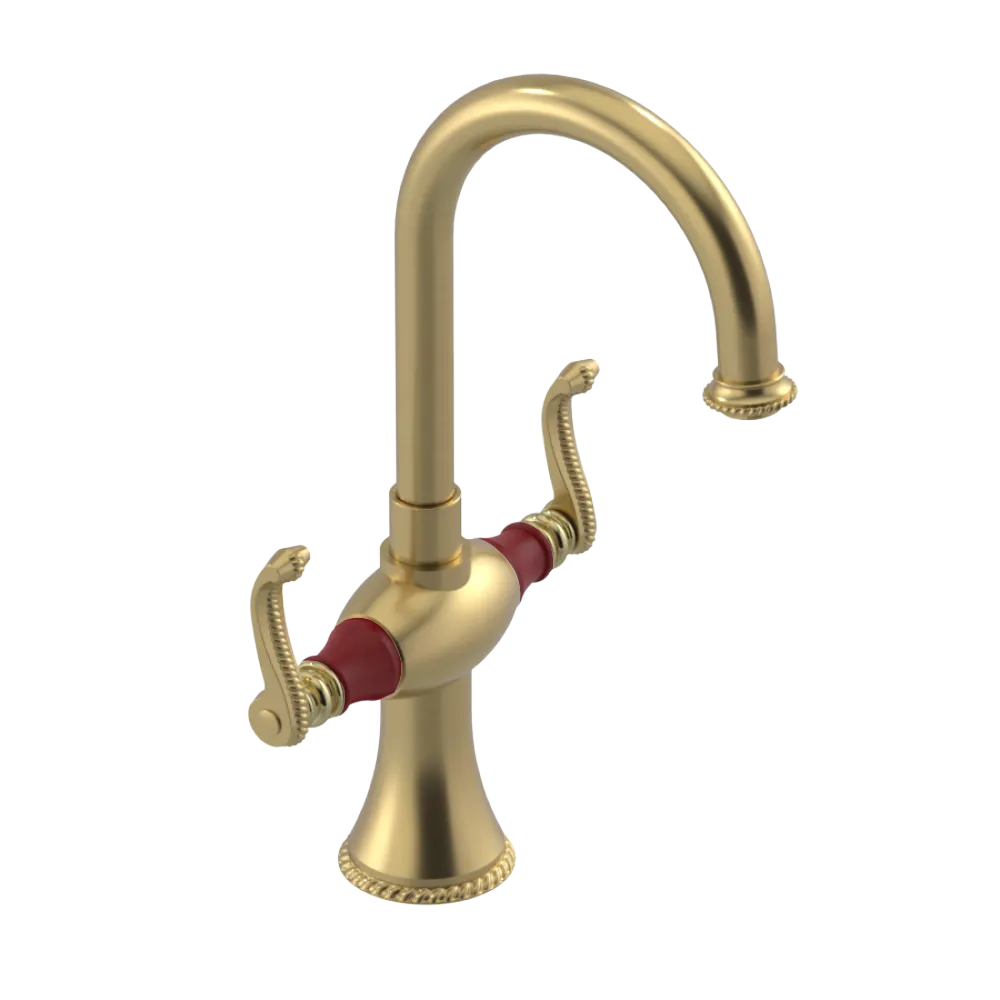 Rubinet Single Hole Dual Handle Lav. Set. (less drain) Satin Gold