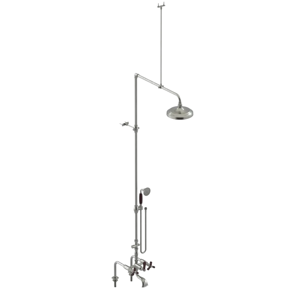 Rubinet Deck Mount Tub & Shower with Hand Held Shower Satin Nickel