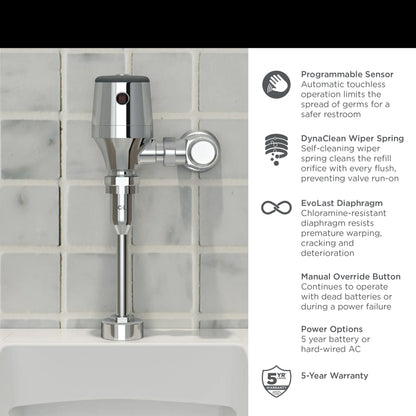 American Standard Ultima® Selectronic® Exposed Urinal Flush Valve, Diaphragm Type, Battery, 1.0 gpf/3.8 Lpf