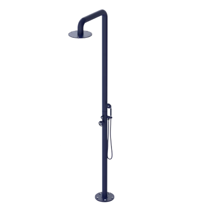 Rubinet Pressure Balance Outdoor Shower with Hand Held Shower & 10" Shower Head - 304 Stainless Steel Midnight Blue