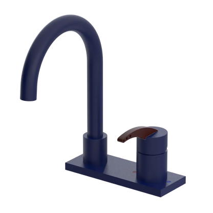 Rubinet 4" Centre Single Control Lav. Set. (less drain) Midnight Blue