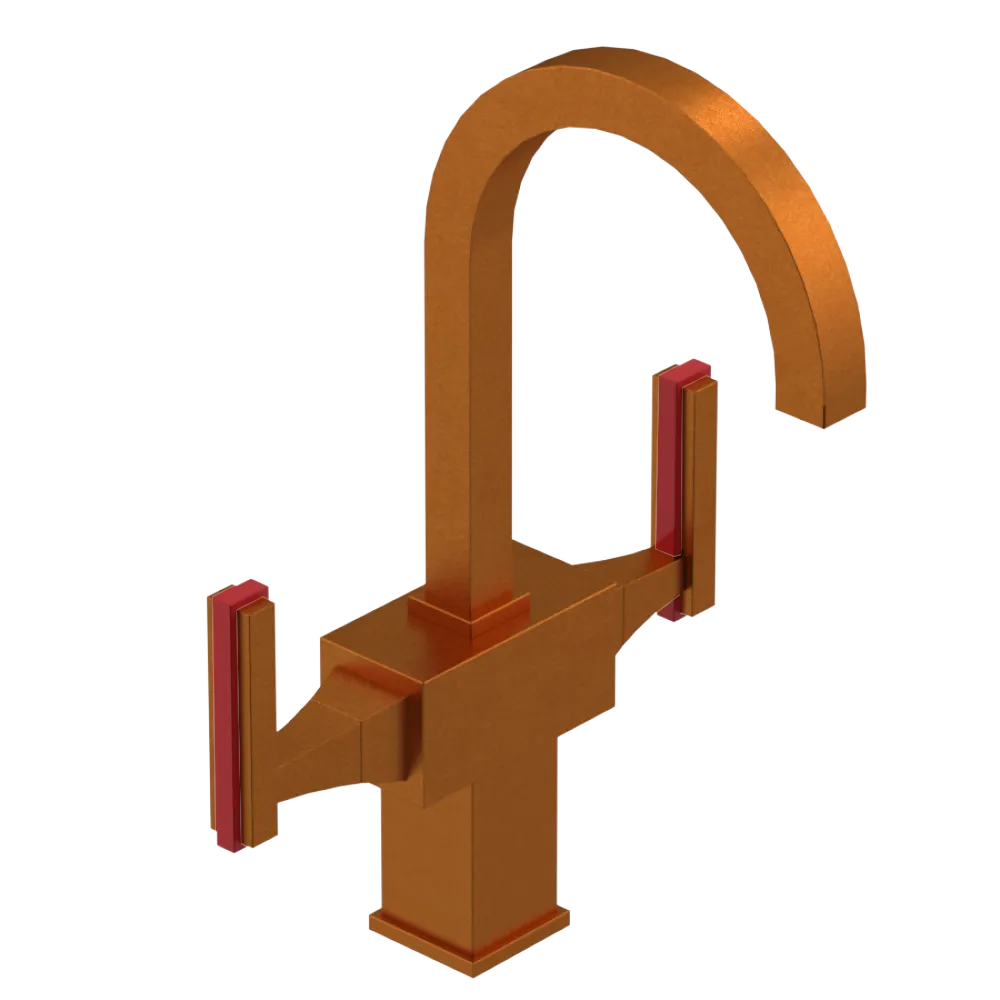 Rubinet Single Hole Dual Handle Lav. Set. (less drain) Antique Copper Matt