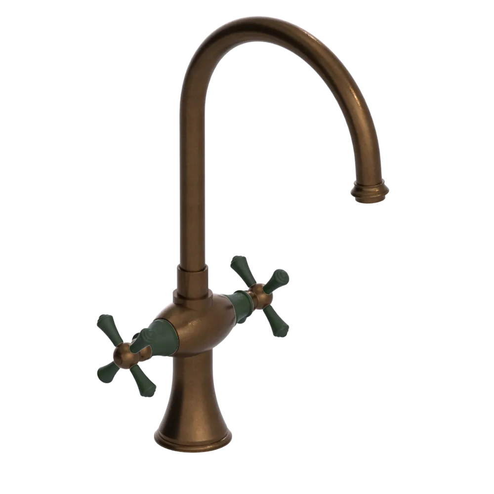 Rubinet Two Handle Single Hole Kitchen Set Tuscan Brass