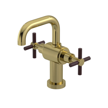 Rubinet Single Hole Dual Handle Lav. Set. (less drain) Natural Brass