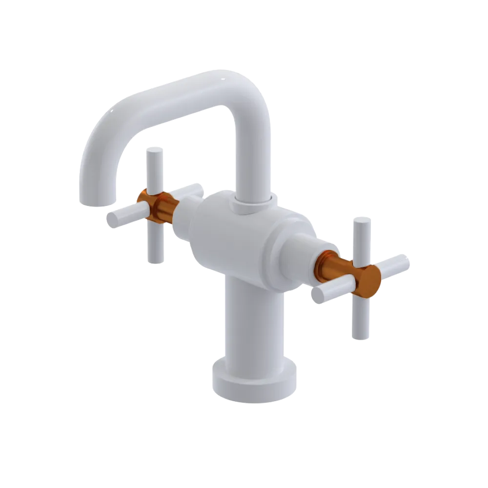 Rubinet Single Hole Dual Handle Lav. Set. (less drain) White