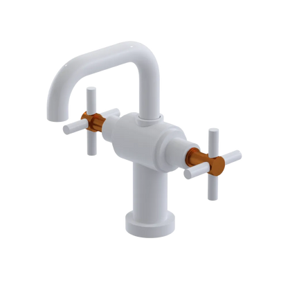 Rubinet Single Hole Dual Handle Lav. Set. (less drain) White