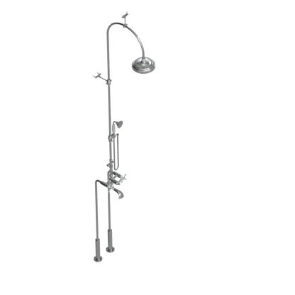 Rubinet Floor Mount Tub & Shower with hand held shower Satin Nickel