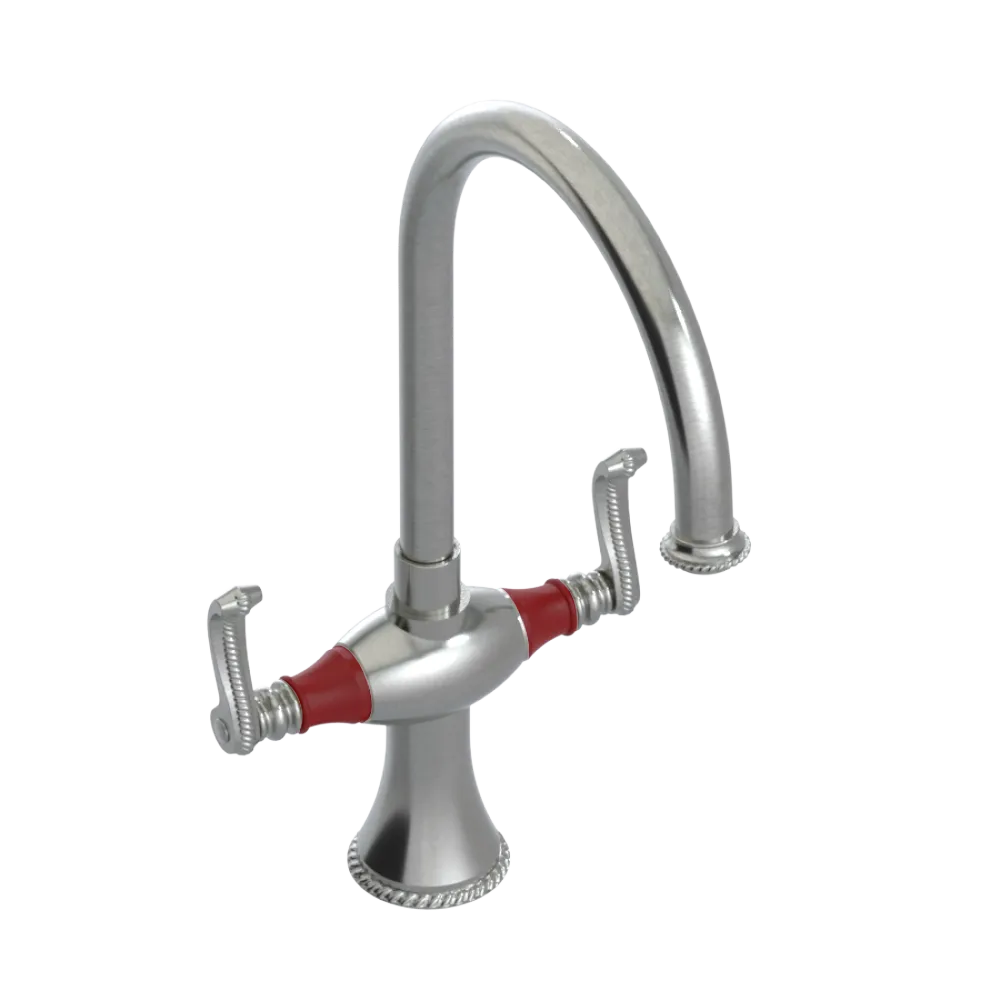 Rubinet Two Handle Single Hole Kitchen Set Satin Nickel