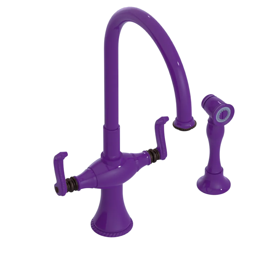 Rubinet Two Handle Single Hole Kitchen Set with Hand Spray Purple Haze