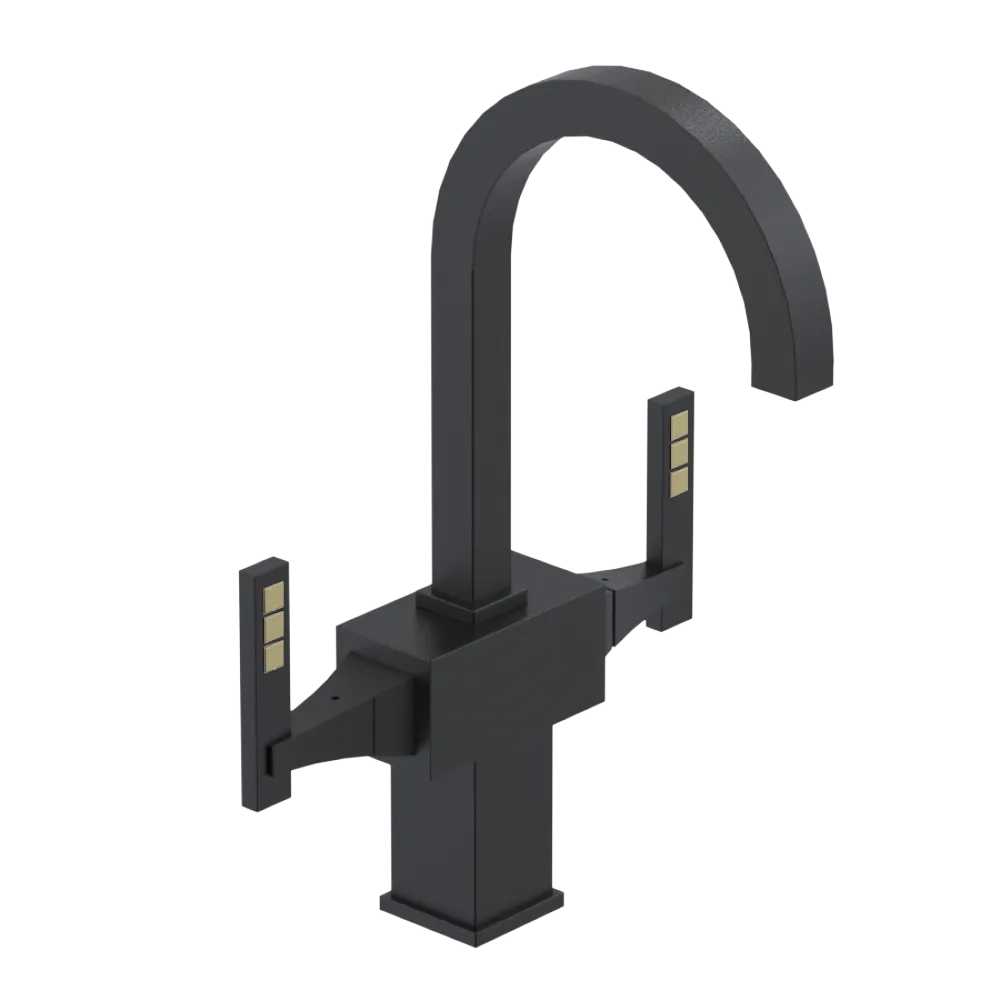 Rubinet Single Hole Dual Handle Lav. Set. (less drain) Matt Black