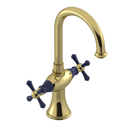 Rubinet Single Hole Dual Handle Lav. Set. (less drain) Natural Brass
