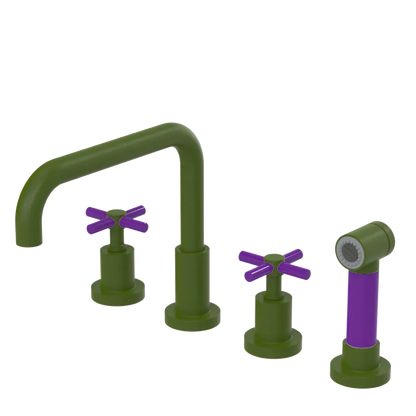 Rubinet Widespread Kitchen Set with Hand Spray Green Envy