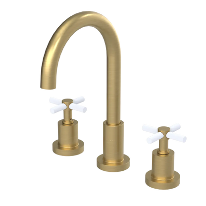 Rubinet Widespread Kitchen Set with LaSalle Spout Satin Brass