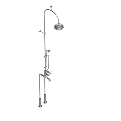 Rubinet Floor Mount Tub & Shower with hand held shower Polished Nickel