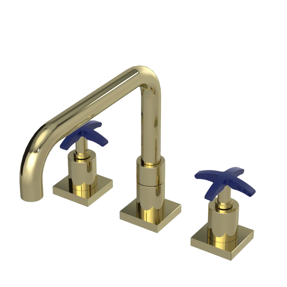 Rubinet Widespread Kitchen Set with Genesis Spout Gold