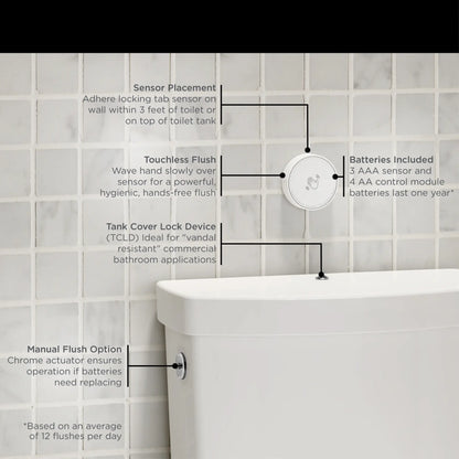 American Standard Cadet® Touchless Chair Height Elongated Toilet with Locking Device - Less Seat