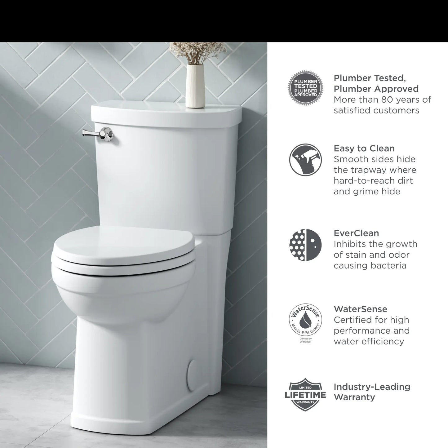 American Standard Estate® Skirted Two-Piece 1.28 gpf/4.8 Lpf Chair Height Elongated Toilet With Seat
