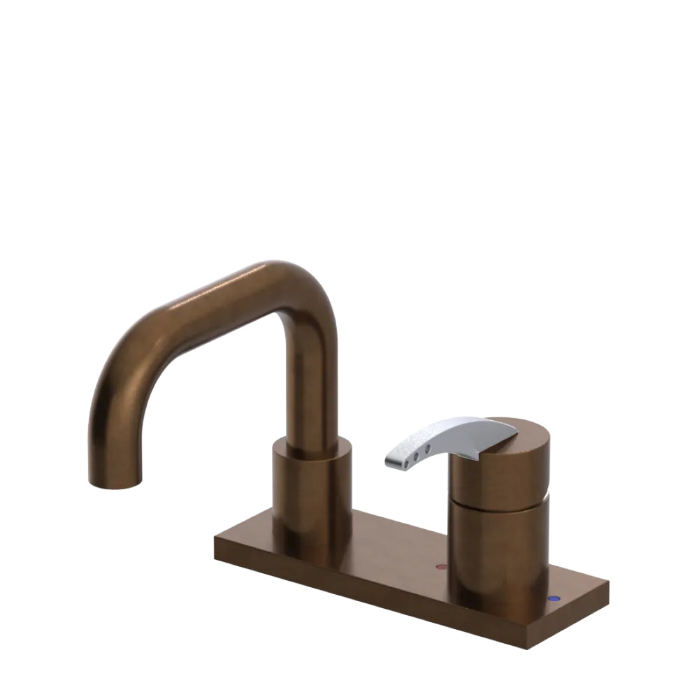 Rubinet 4" Centre Single Control Lav. Set. with Genesis spout (less drain) Tuscan Brass