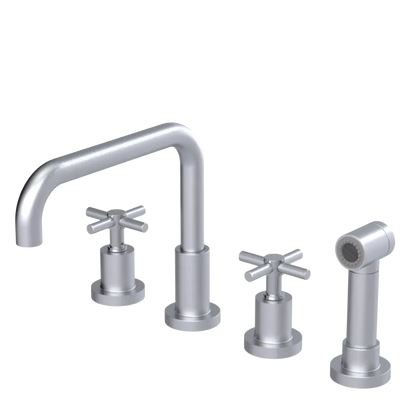 Rubinet Widespread Kitchen Set with Hand Spray Satin Chrome