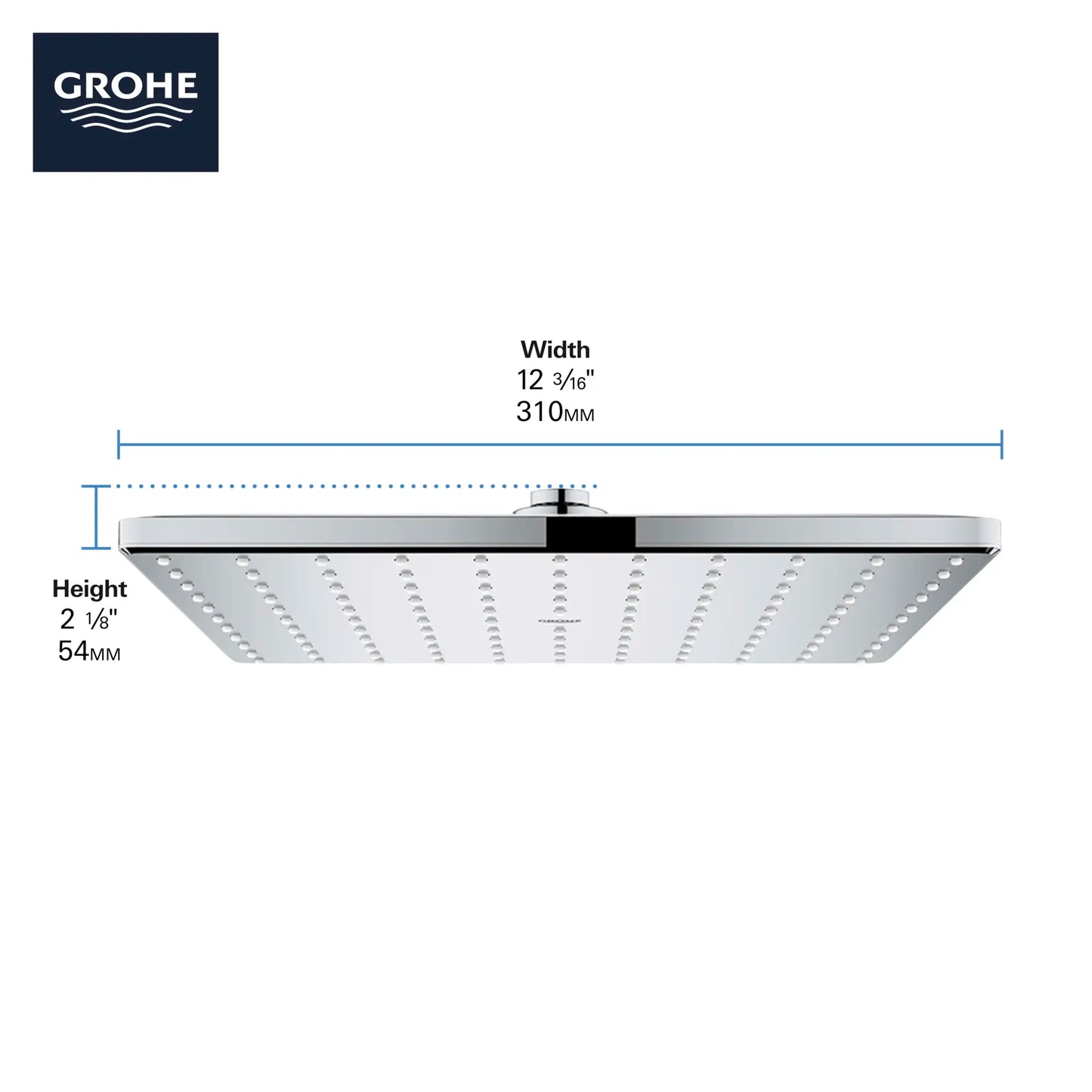 Grohe 310 Mono Shower Head, 12" - 1 Spray, 1.75 GPM (6.6 L/min)