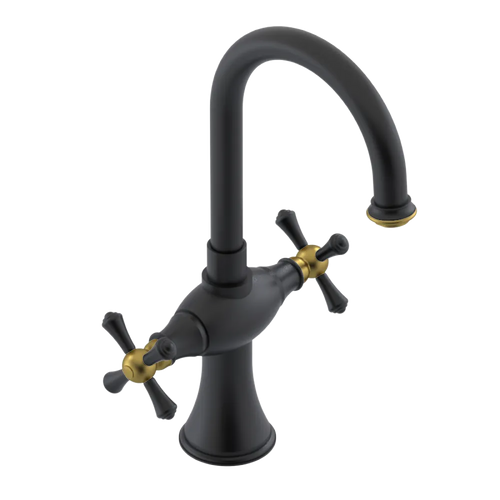 Rubinet Single Hole Dual Handle Lav. Set. (less drain) Matt Black