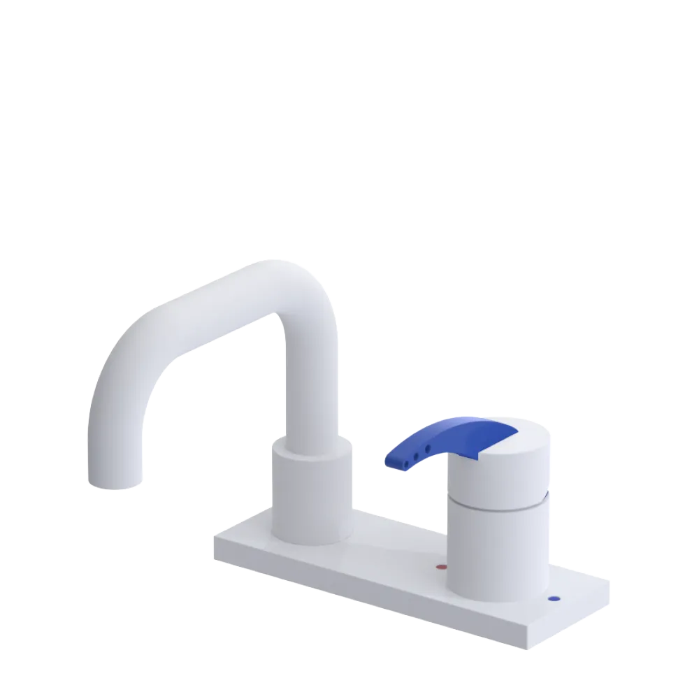 Rubinet 4" Centre Single Control Lav. Set. with Genesis spout (less drain) Matt White
