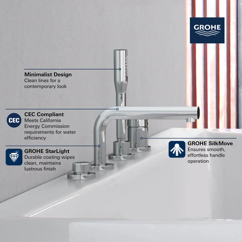 Concetto™4-Hole Single-Handle Deck Mount Roman Tub Faucet With 1.75 Gpm Hand Shower - Golzar Home