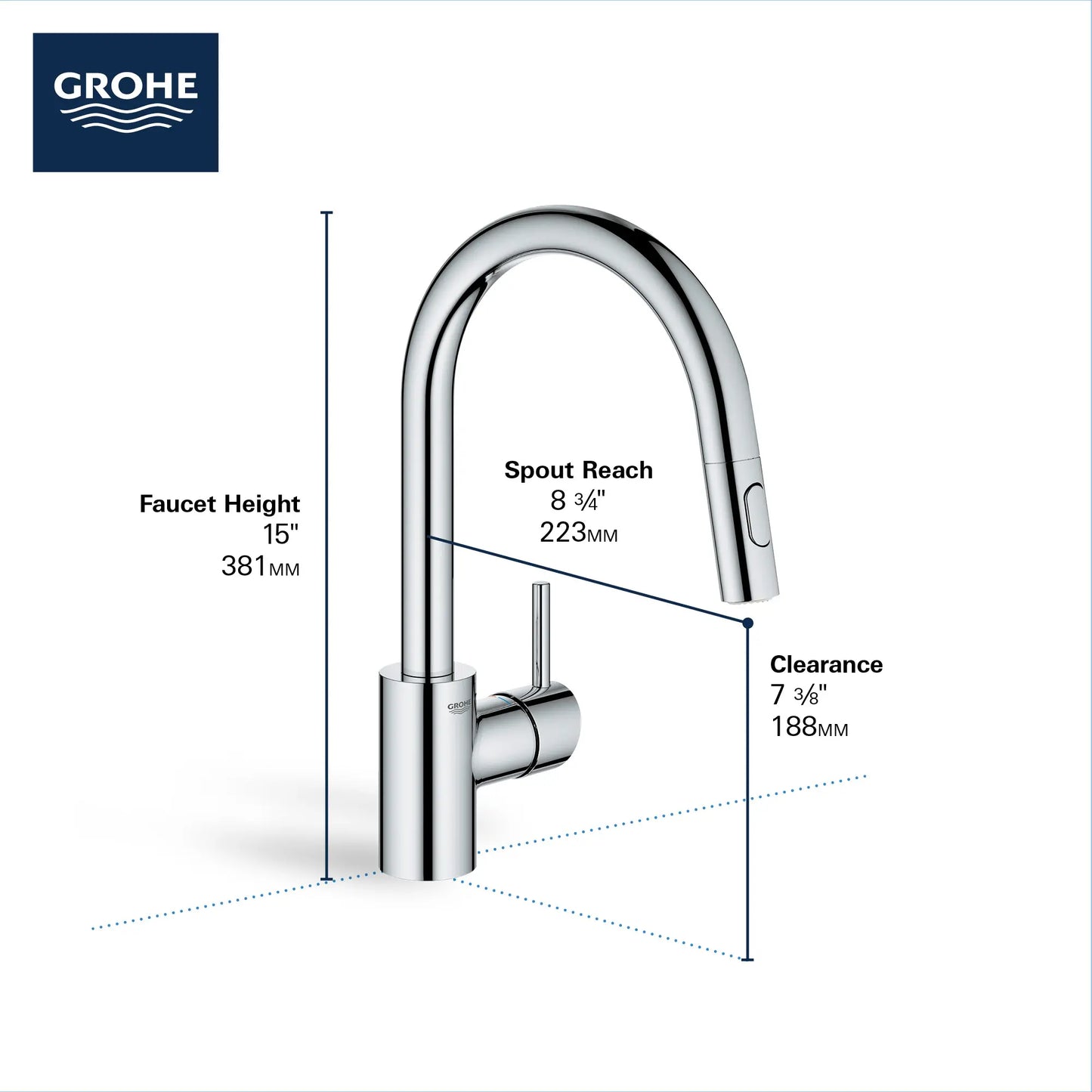 Concetto Single-Handle Pull Down Kitchen Faucet Dual Spray 1.75 Gpm