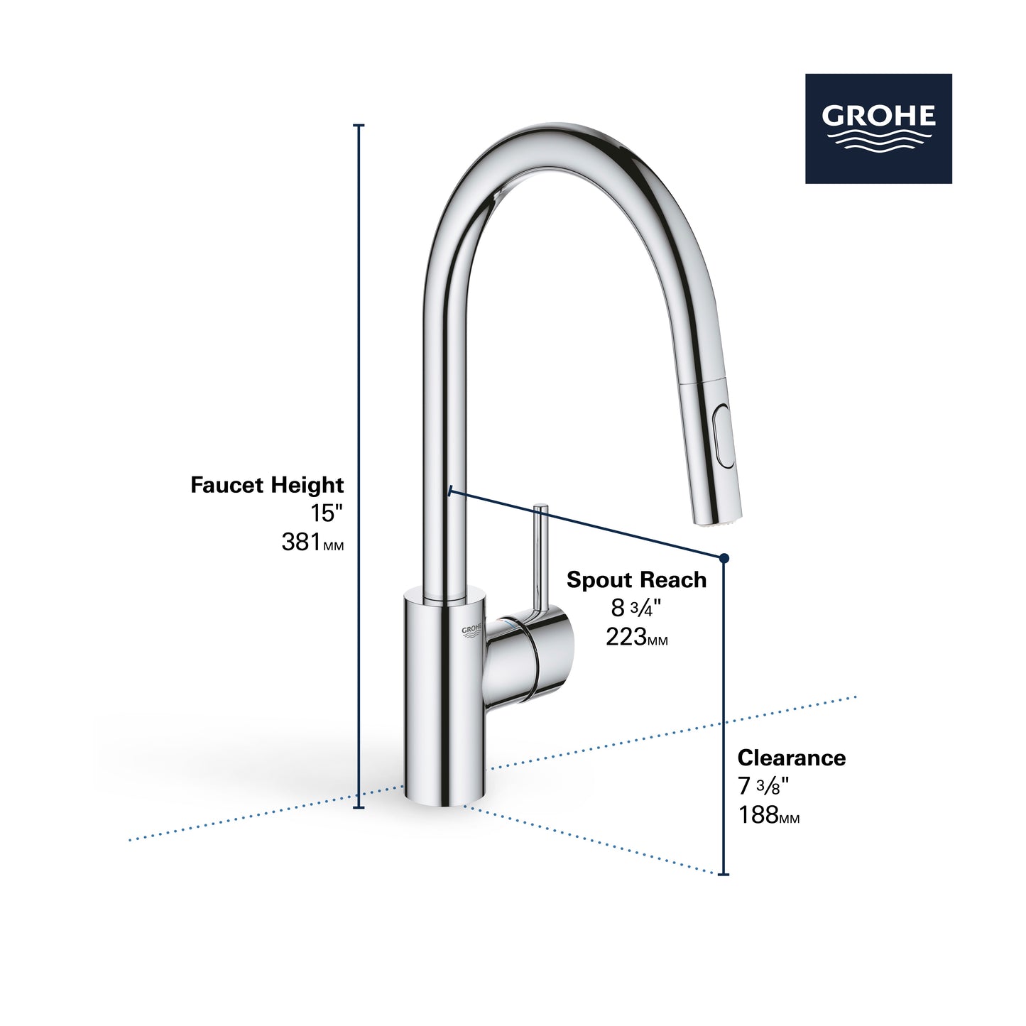 Concetto Single-Handle Pull Down Kitchen Faucet Dual Spray 5.7 L/Mi