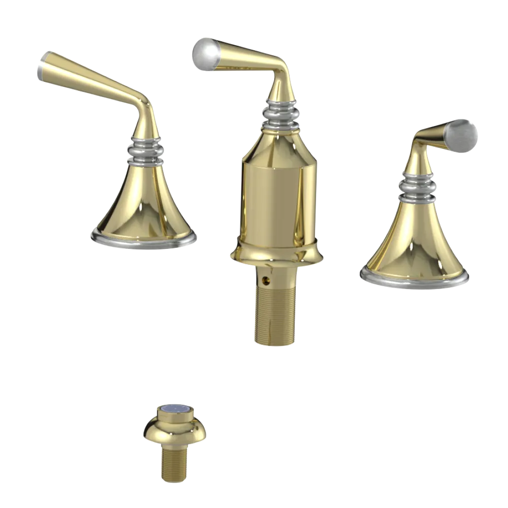 Rubinet Bidet Fitting with Spray, Diverter, and Vacum Breaker (Less Drain) Gold