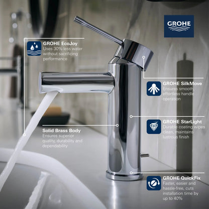 Grohe Essence New Single Hole Single-Handle S-Size Bathroom Faucet 4.5 L/Min (1.2 Gpm)