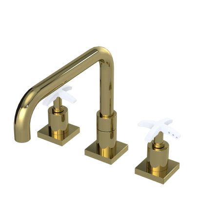 Rubinet Widespread Kitchen Set with Genesis Spout Natural Brass