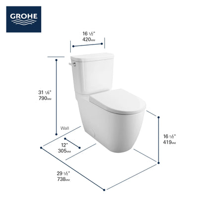 Essence Two-Piece Right Height Elongated Single Flush Toilet 1.28 Gpf